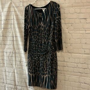 Cache Cheetah Print Fitted MIDI SZ XL